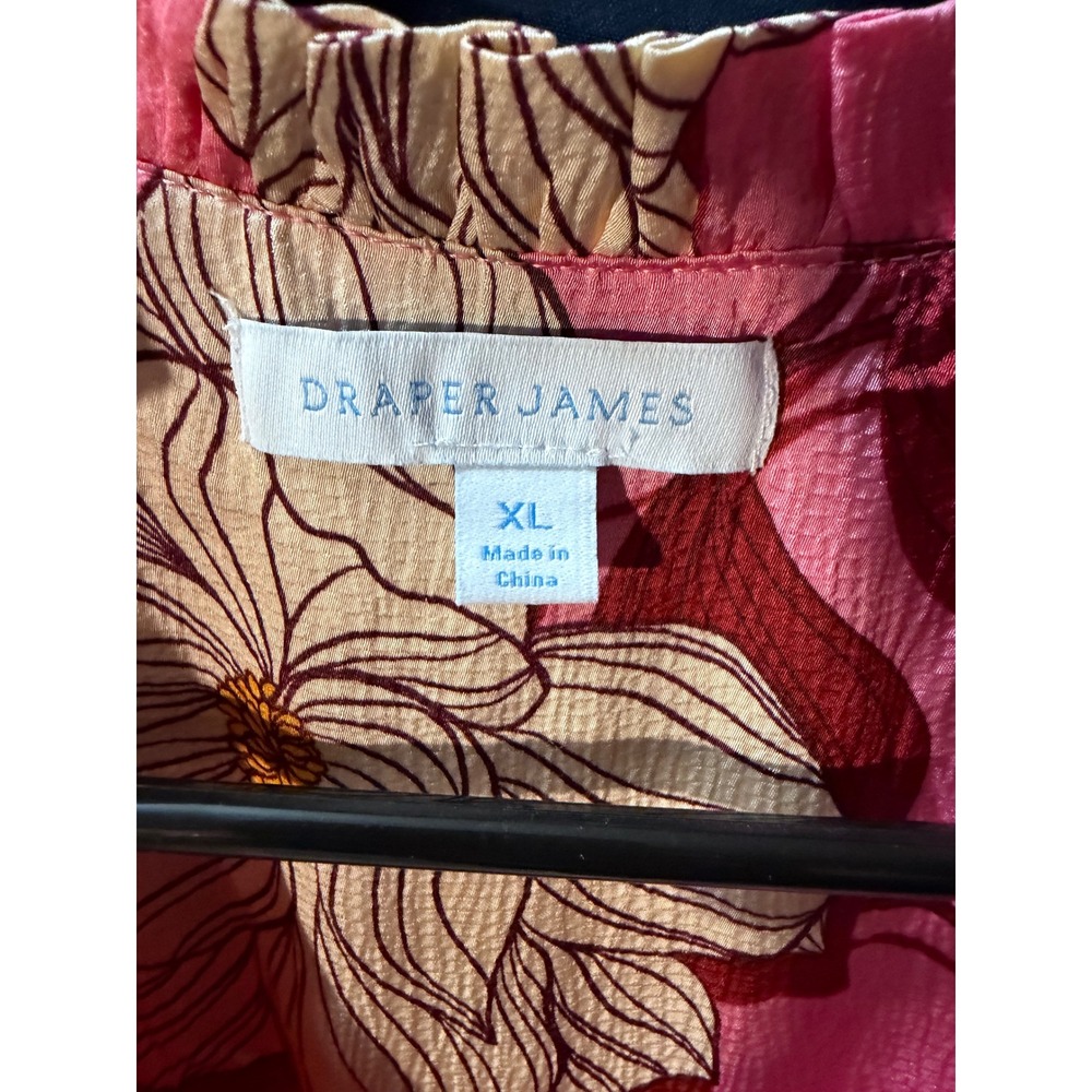 Draper James RSVP Pink Floral Wrap Dress Short Sleeve Ruffle Neck Midi XL - Picture 3 of 5